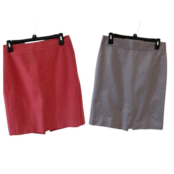 J. Crew Skirt Set of 2 Pencil Wool Cotton Gray Rust 4